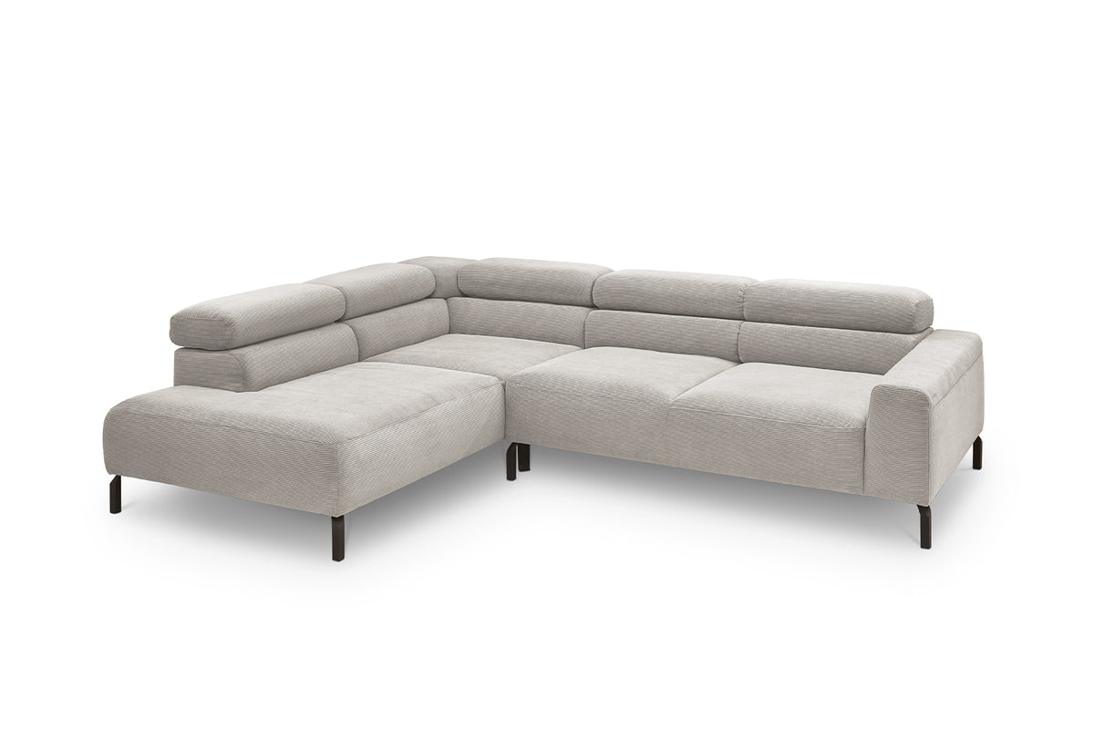 KAWOLA Sofa DELIA Ecksofa Feincord silber