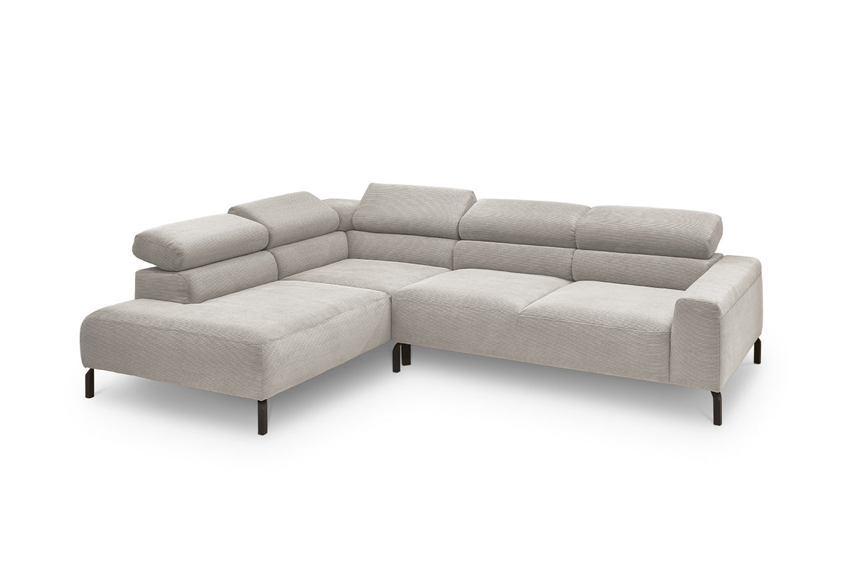 KAWOLA Sofa DELIA Ecksofa Feincord silber