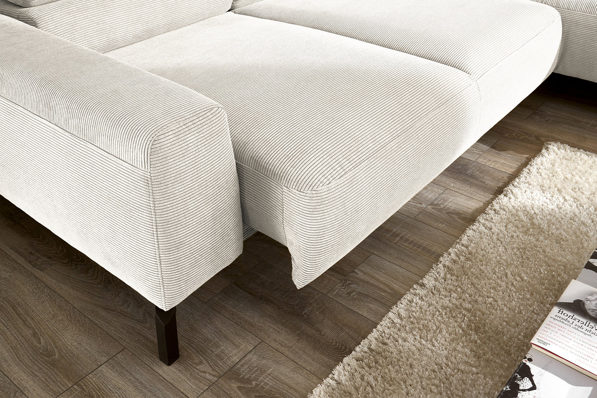 KAWOLA Sofa DELIA Ecksofa Feincord weiß