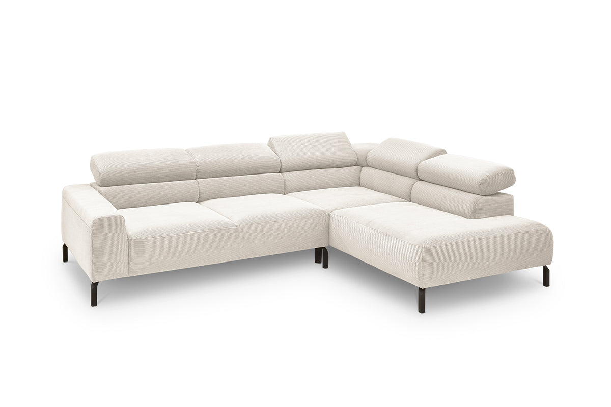 KAWOLA Sofa DELIA Ecksofa Feincord weiß