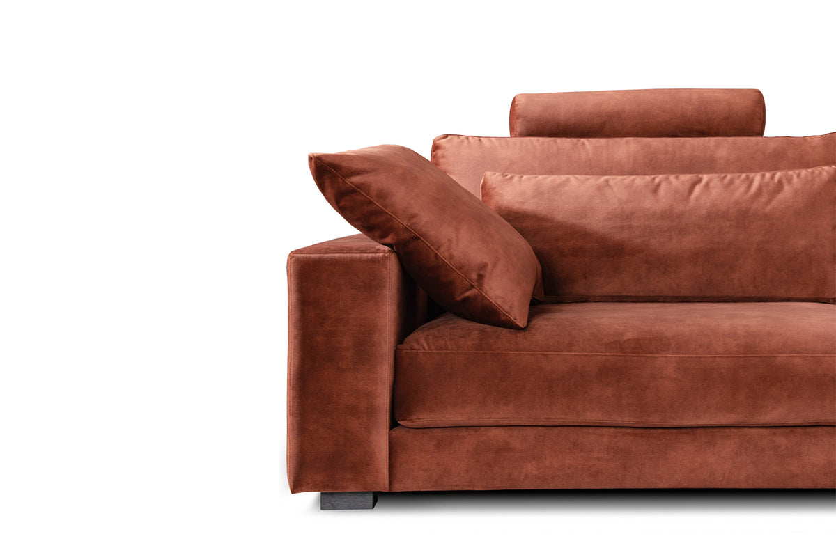 KAWOLA Sofa ETICO Ecksofa Mega-Wohnlandschaft Velvet rostrot, Rechts