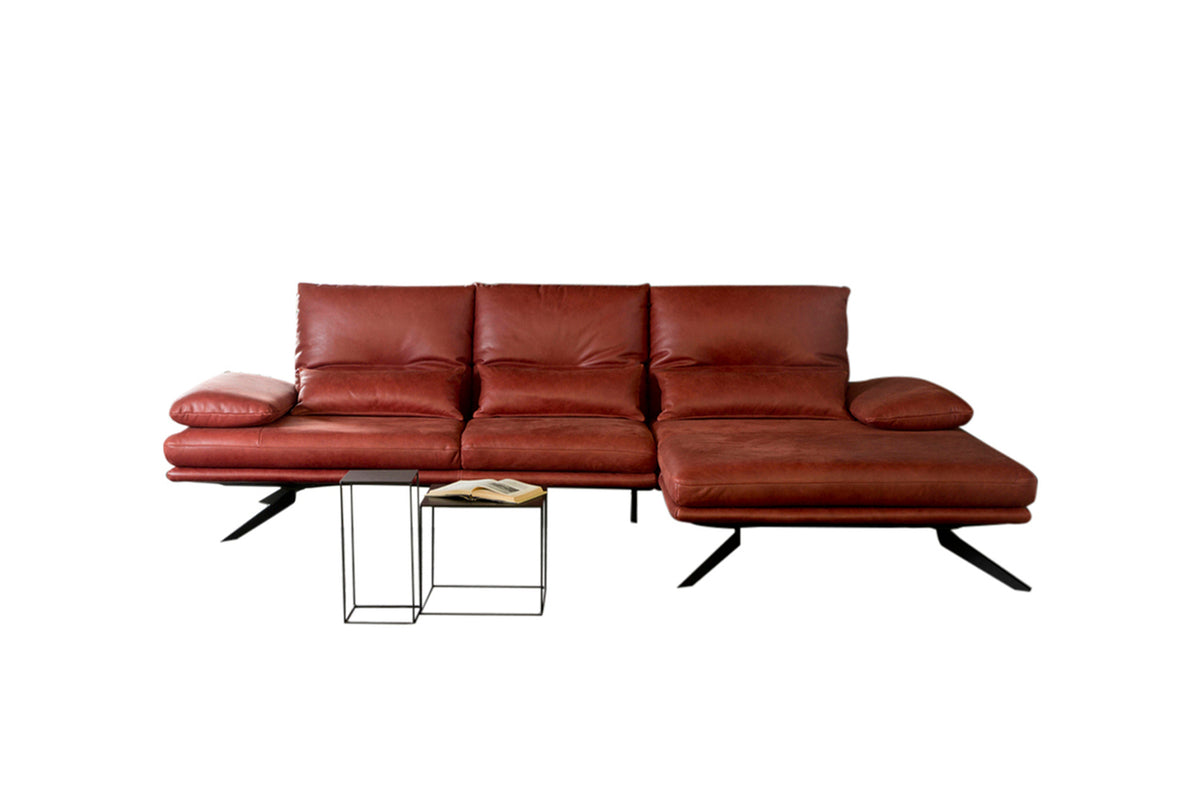 KAWOLA Sofa FENICE Ecksofa Leder burgunderrot