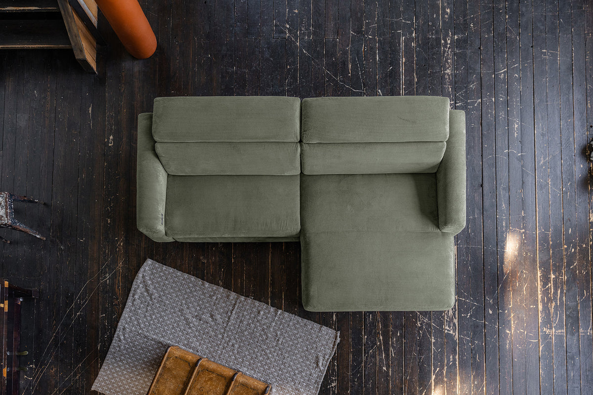 KAWOLA Sofa LAISKA Ecksofa Cord olivgrün