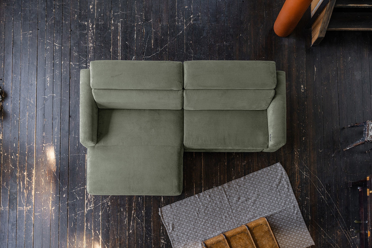 KAWOLA Sofa LAISKA Ecksofa Cord olivgrün