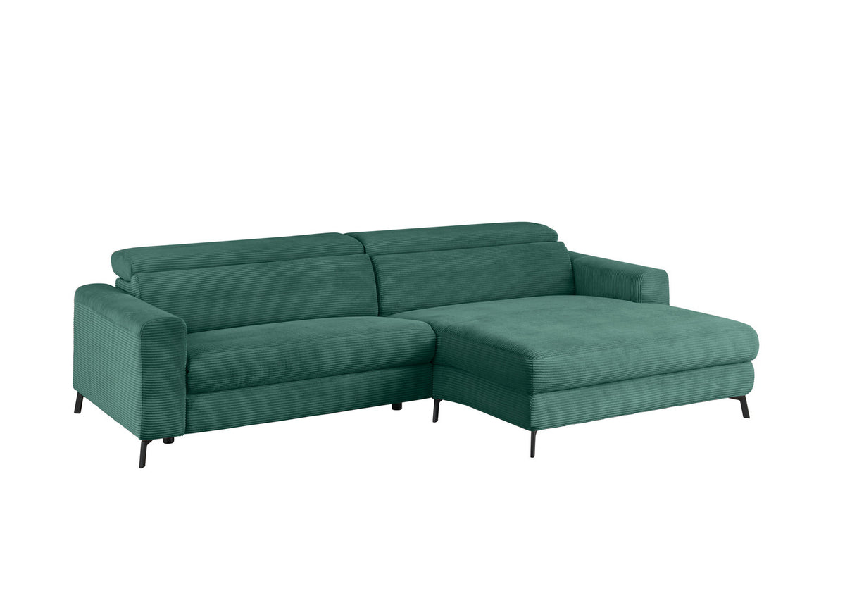 KAWOLA Sofa LAISKA Ecksofa Cord smaragd