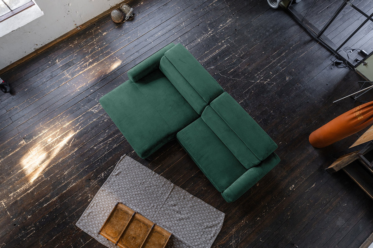 KAWOLA Sofa LAISKA Ecksofa Cord smaragd