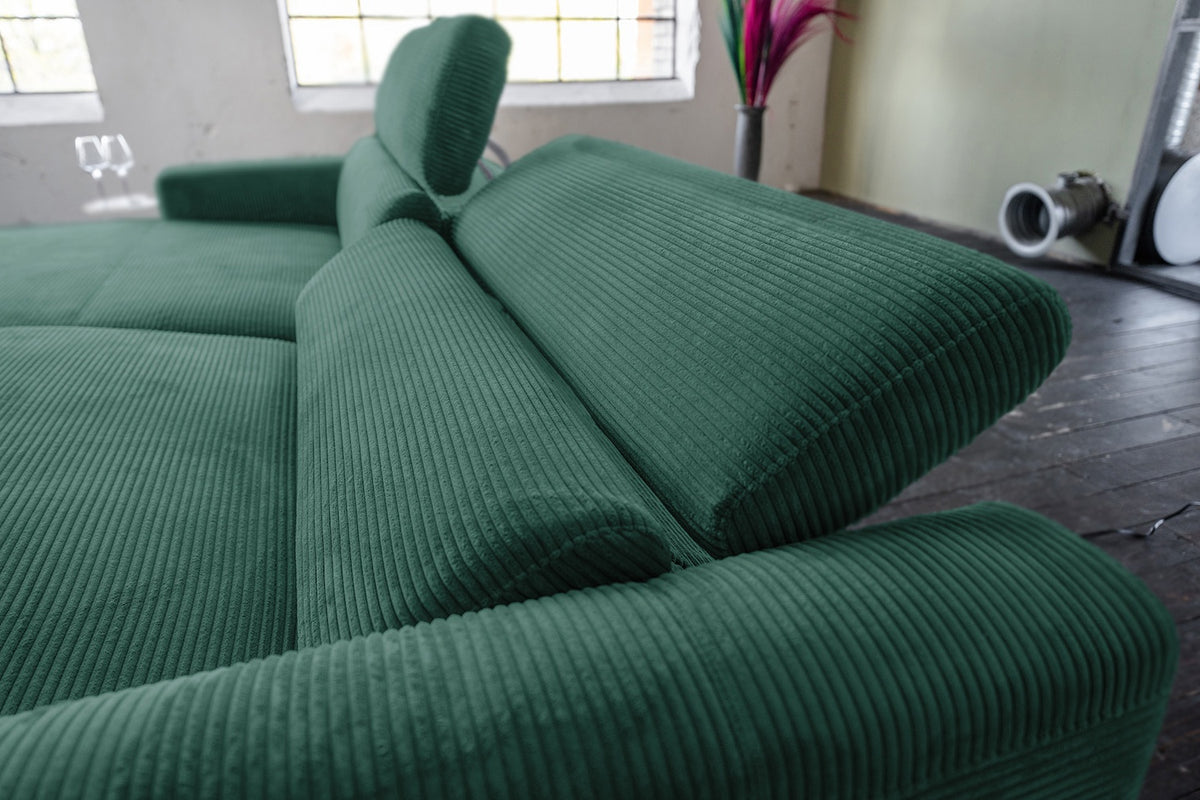 KAWOLA Sofa LAISKA Ecksofa Cord smaragd
