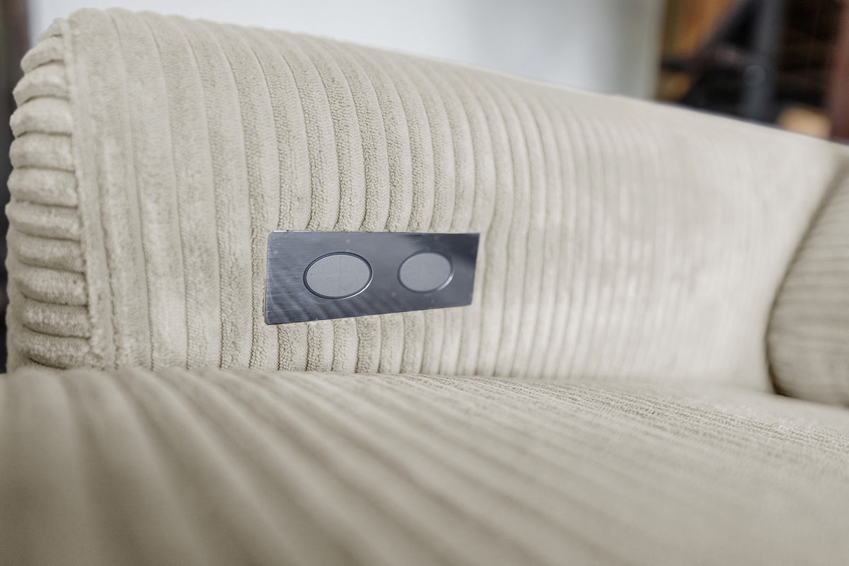 KAWOLA Sofa LAISKA Ecksofa Relaxfunktion teilmotorisch Cord cremeweiß