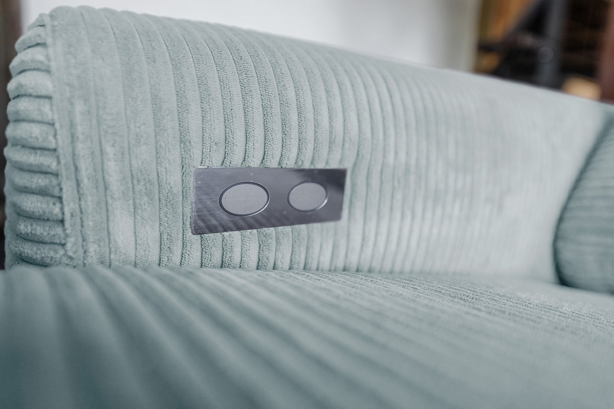 KAWOLA Sofa LAISKA Ecksofa Relaxfunktion teilmotorisch Cord hellblau