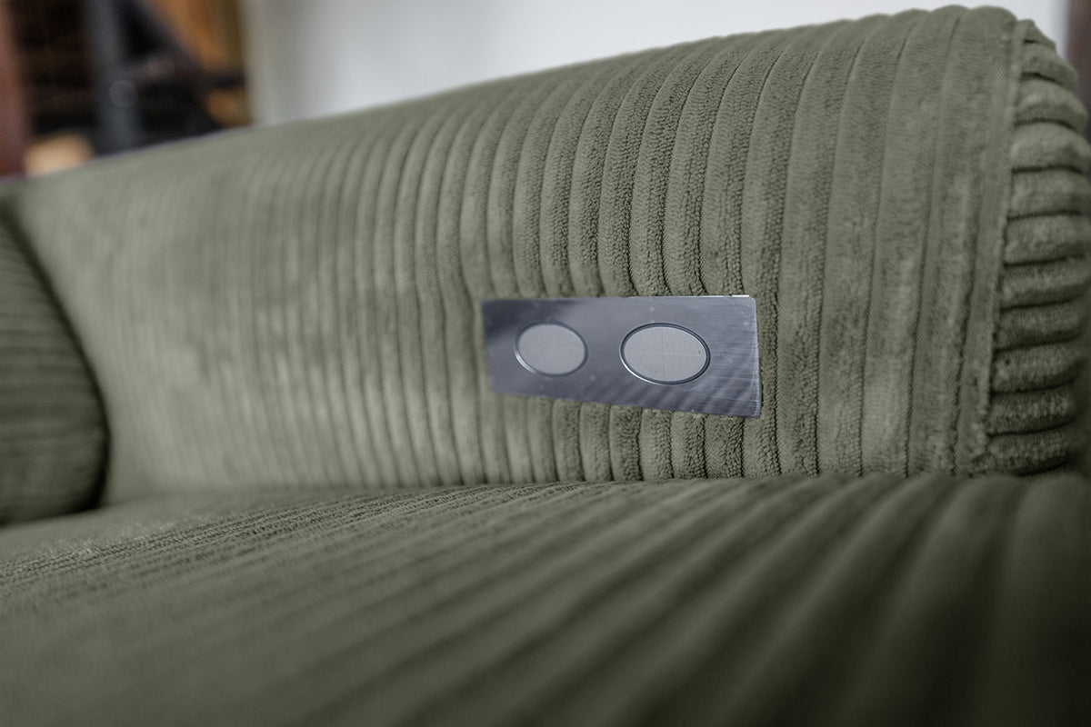 KAWOLA Sofa LAISKA Ecksofa Relaxfunktion teilmotorisch Cord olivgrün