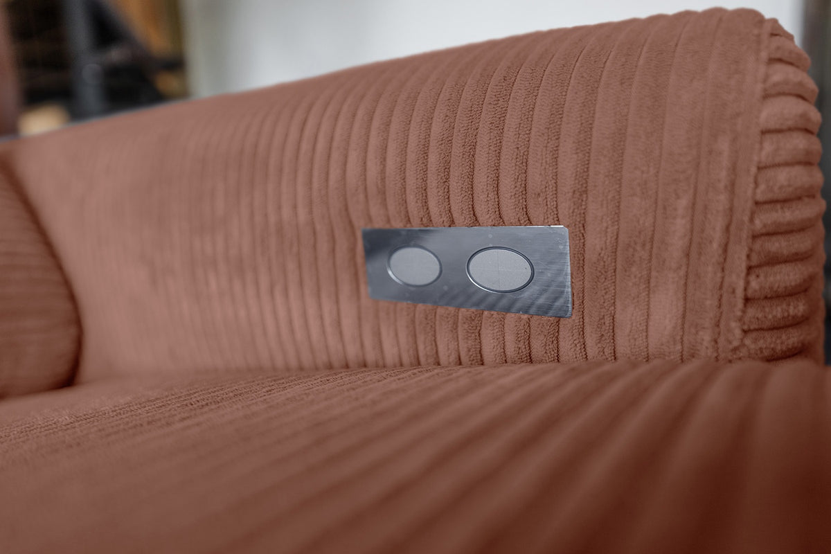 KAWOLA Sofa LAISKA Ecksofa Relaxfunktion teilmotorisch Cord rost