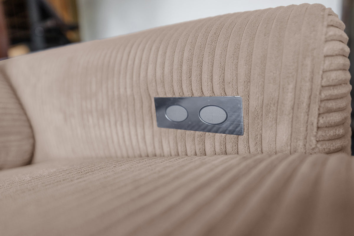 KAWOLA Sofa LAISKA Ecksofa Relaxfunktion teilmotorisch Cord taupe
