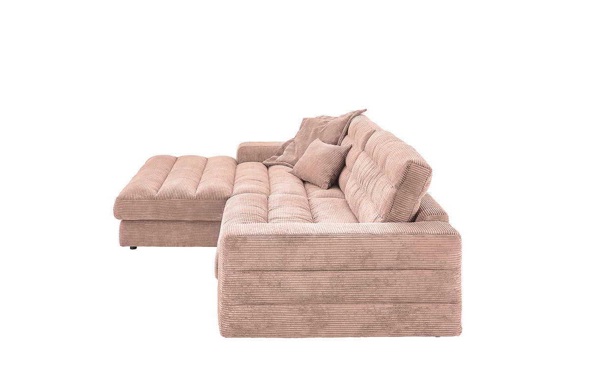 KAWOLA Sofa LANA Ecksofa Cord rosa