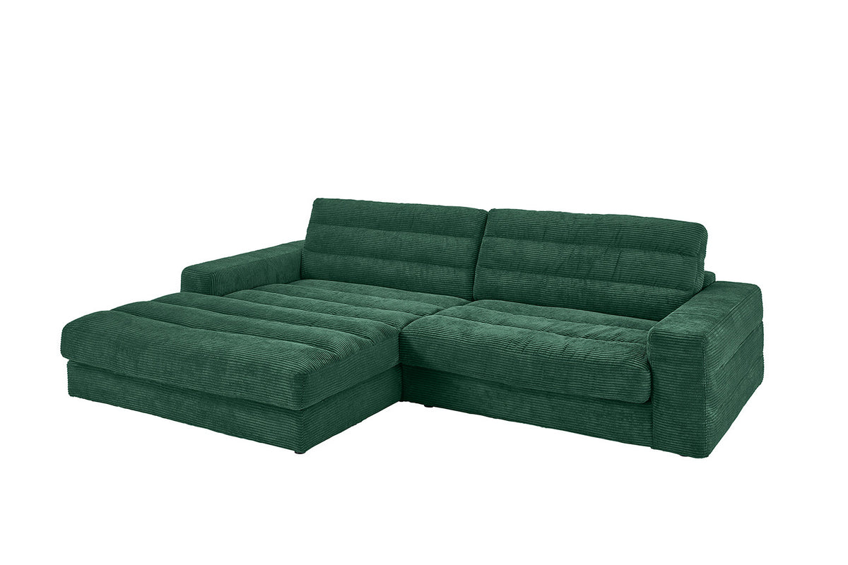 KAWOLA Sofa LANA Ecksofa Cord smaragd