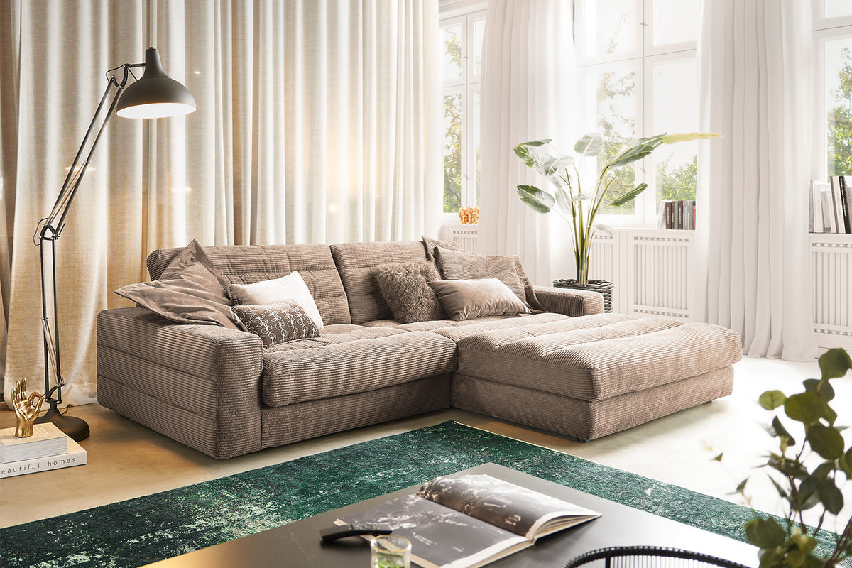 KAWOLA Sofa LANA Ecksofa Cord taupe, Rechts