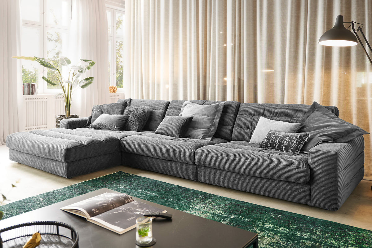 KAWOLA Sofa LANA XL Ecksofa Cord grau