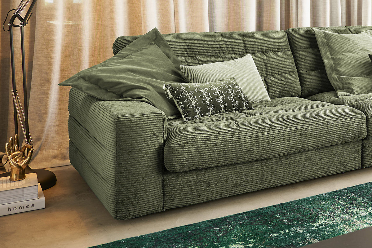 KAWOLA Sofa LANA XL Ecksofa Cord olivgrün