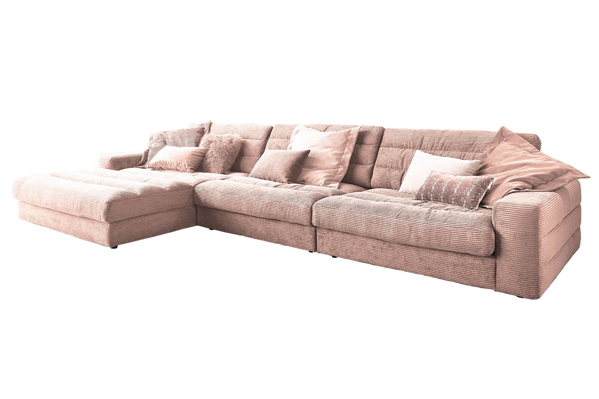 KAWOLA Sofa LANA XL Ecksofa Cord rosa