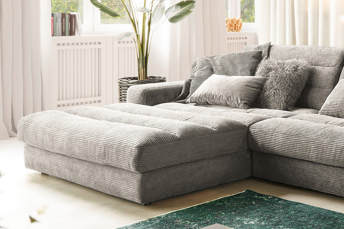 KAWOLA Sofa LANA XL Ecksofa Cord steingrau