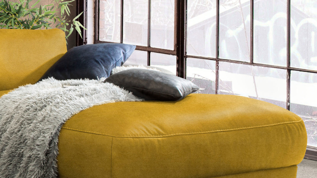 KAWOLA Sofa LOLA Ecksofa Stoff curry mit motorischer Relaxfunktion