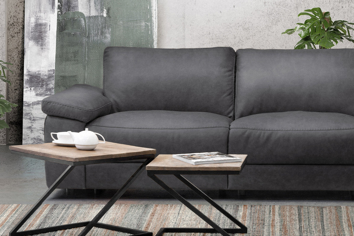 KAWOLA Sofa LOLA Ecksofa Stoff grau mit motorischer Relaxfunktion