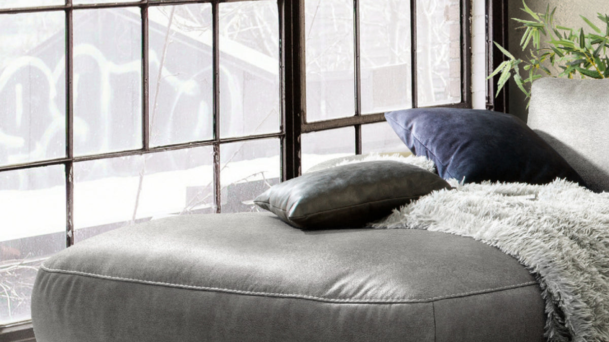 KAWOLA Sofa LOLA Ecksofa Stoff grau mit motorischer Relaxfunktion