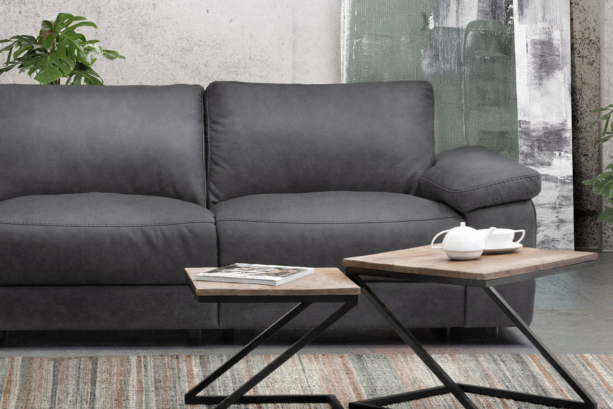 KAWOLA Sofa LOLA Ecksofa Stoff grau mit motorischer Relaxfunktion