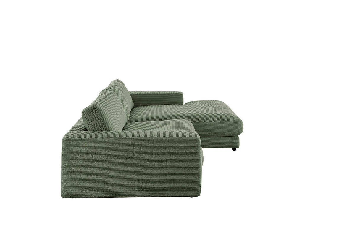 KAWOLA Sofa MADELINE Ecksofa mit Longchair Cord olivgrün