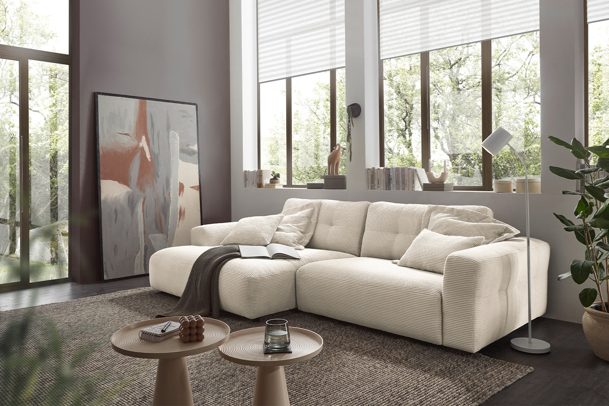 KAWOLA Sofa MIKA Ecksofa Cord cremeweiß, 276 x 167, Links