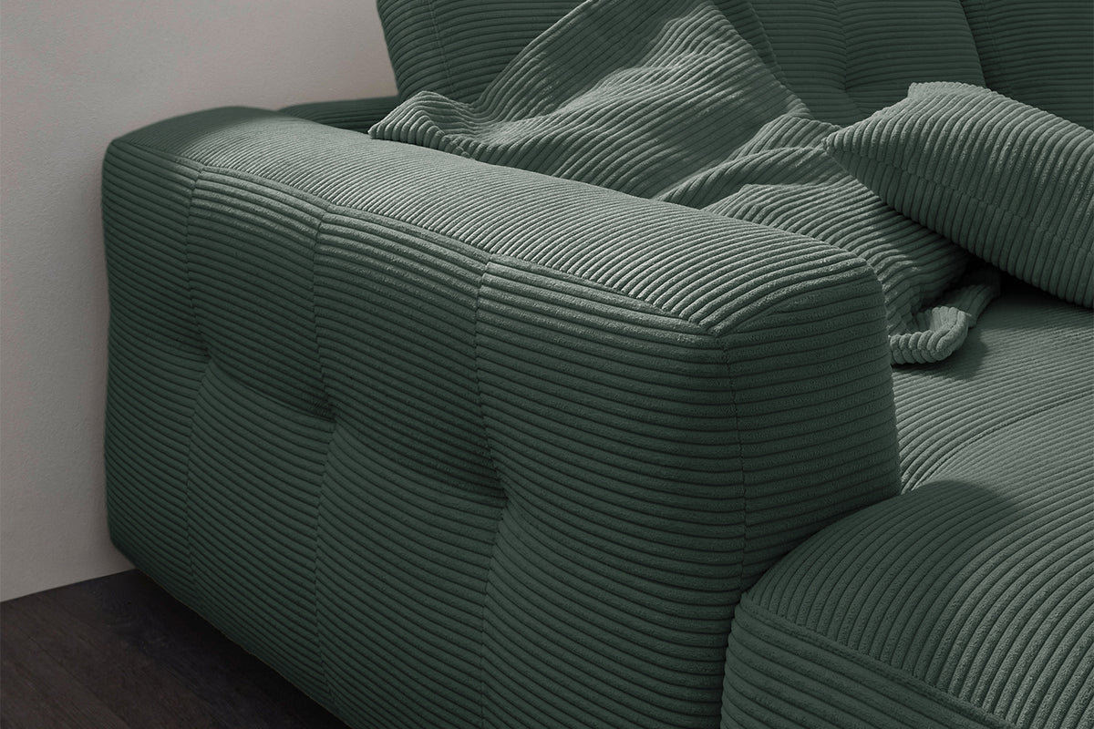 KAWOLA Sofa MIKA Ecksofa Cord smaragd