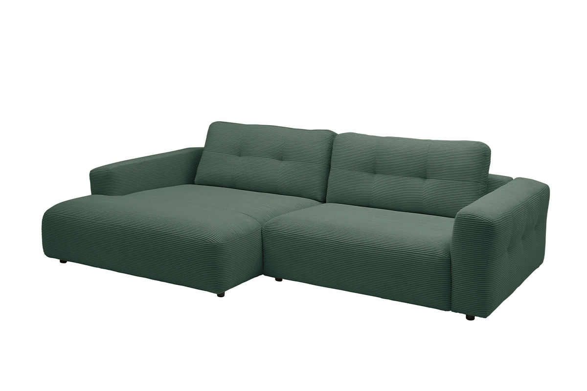 KAWOLA Sofa MIKA Ecksofa Cord smaragd