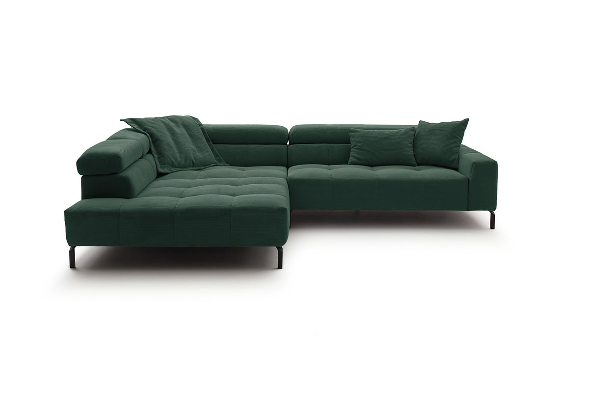 KAWOLA Sofa OHIO Ecksofa Feincord grün