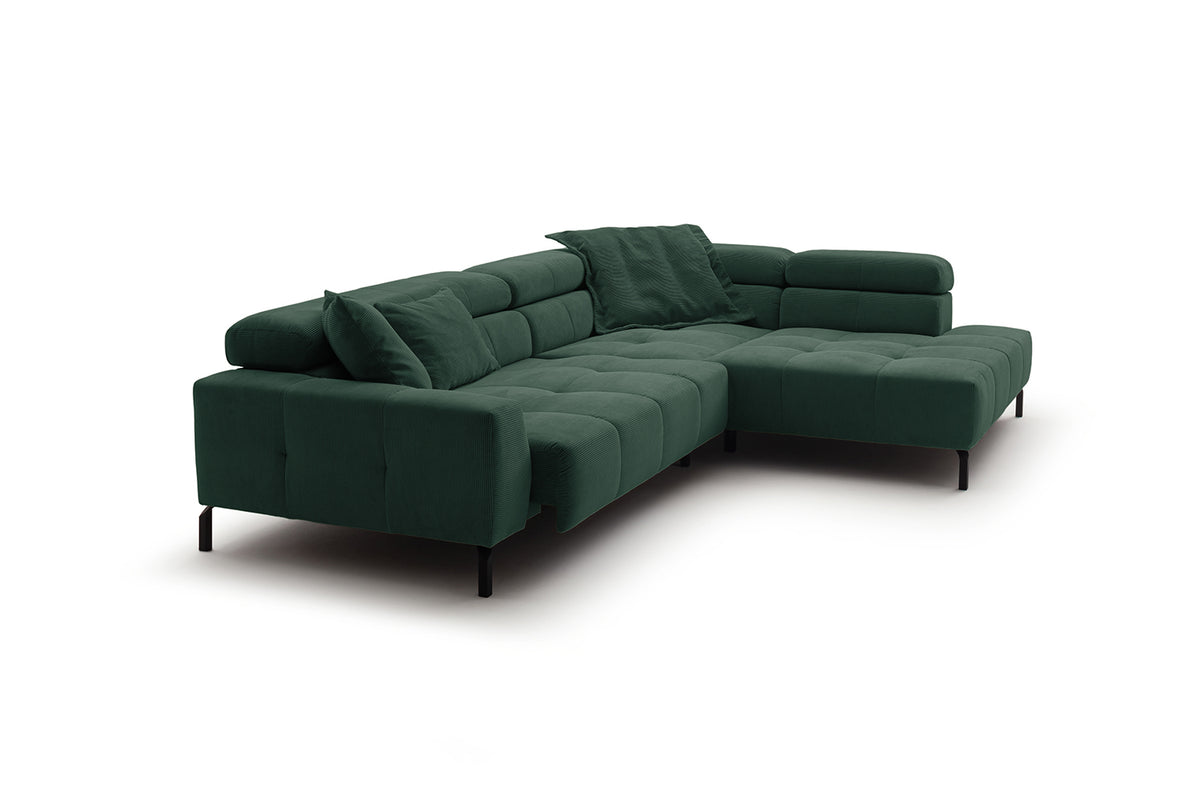 KAWOLA Sofa OHIO Ecksofa Feincord grün