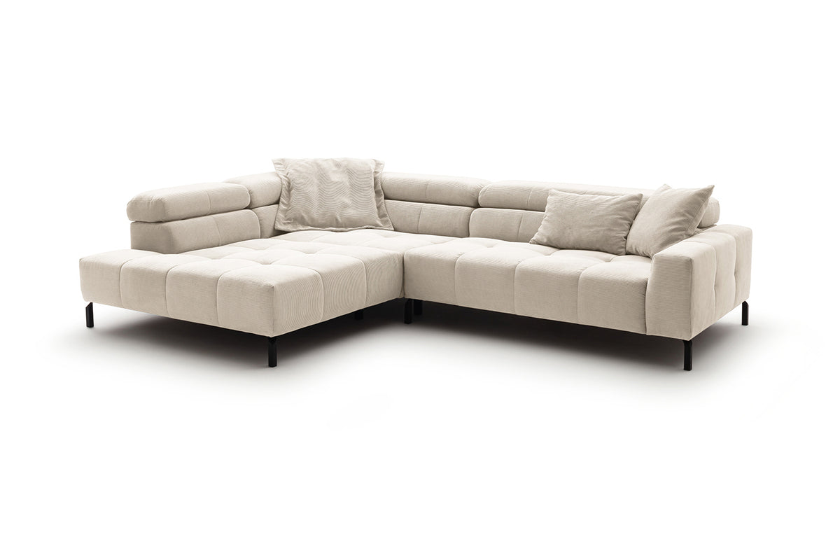KAWOLA Sofa OHIO Ecksofa Feincord weiß