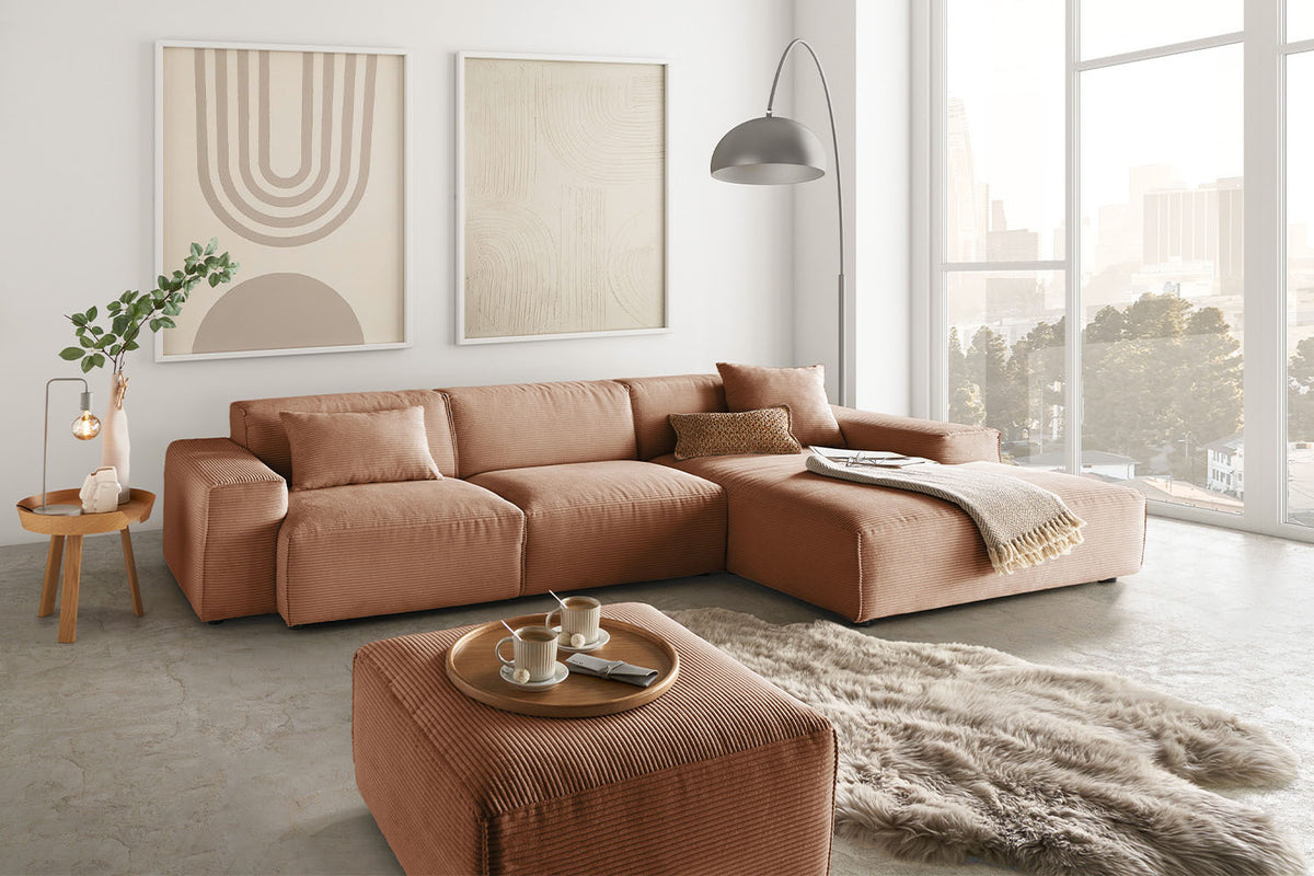 KAWOLA Sofa RANI Ecksofa Cord rost, Rechts