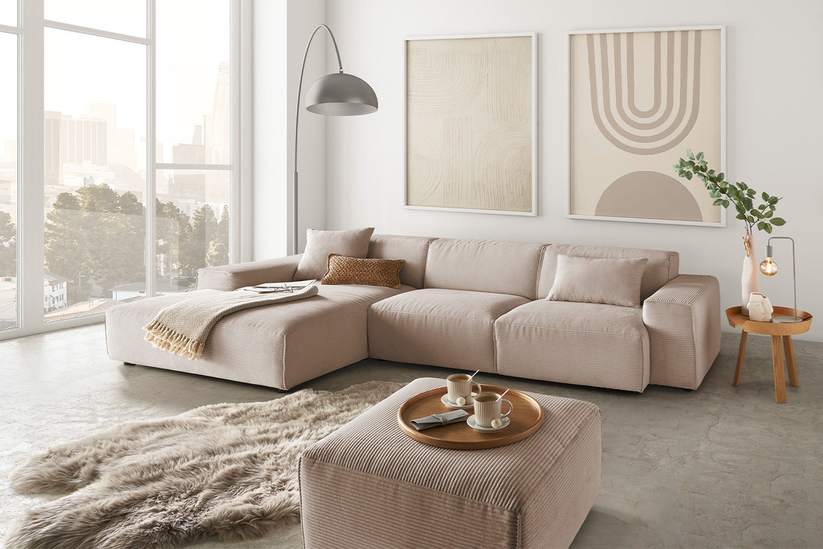 KAWOLA Sofa RANI Ecksofa Cord taupe, Links
