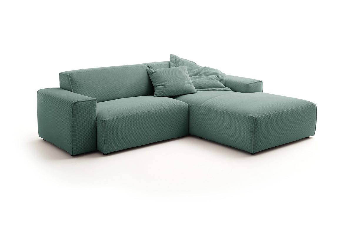 KAWOLA Sofa RANI Ecksofa Feincord grün