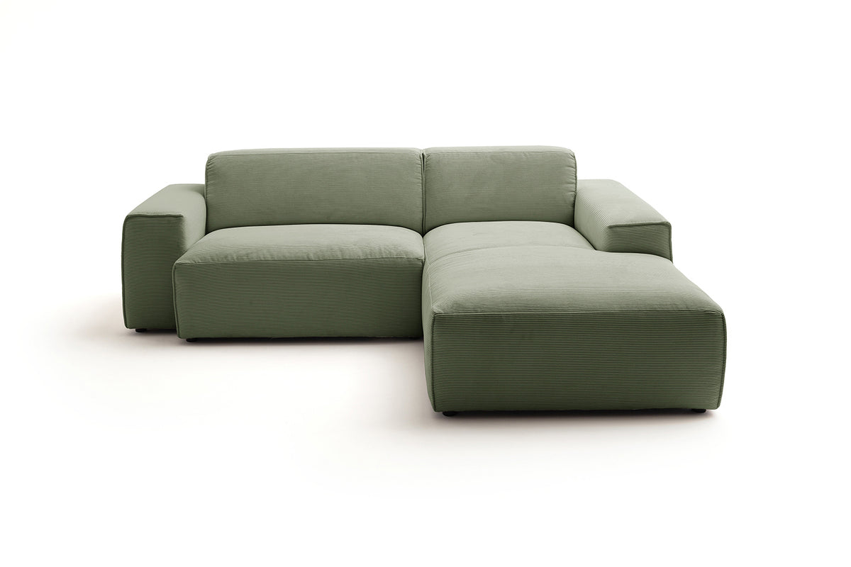 KAWOLA Sofa RANI Ecksofa Feincord olivgrün