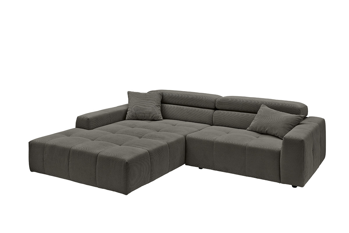 KAWOLA Sofa RENO Ecksofa Feincord anthrazit