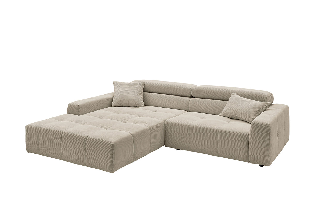 KAWOLA Sofa RENO Ecksofa Feincord beige