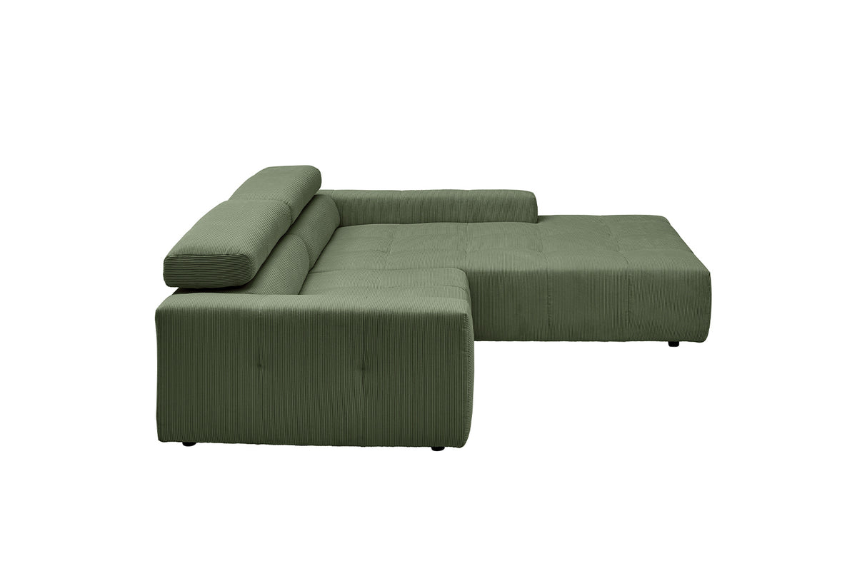KAWOLA Sofa RENO Ecksofa Feincord olivgrün