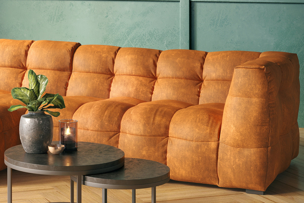 KAWOLA Sofa ROSARIO Ecksofa Velvet gold