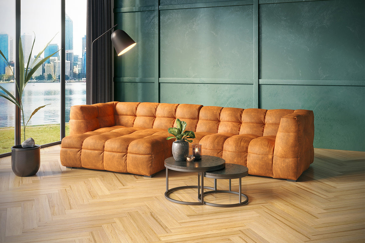 KAWOLA Sofa ROSARIO Ecksofa Velvet gold, Links
