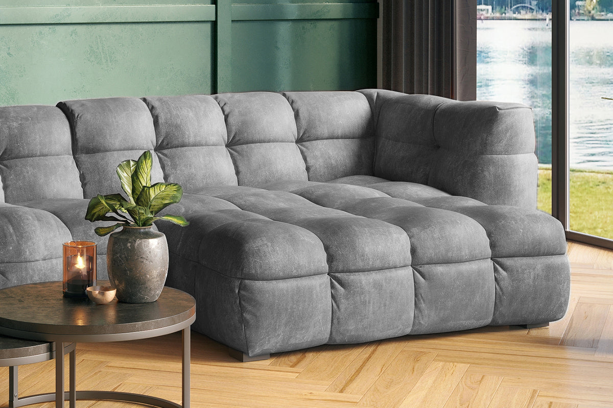 KAWOLA Sofa ROSARIO Ecksofa Velvet hellgrau