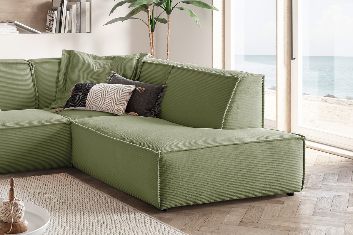 KAWOLA Sofa SAMU Ecksofa Cord olivgrün