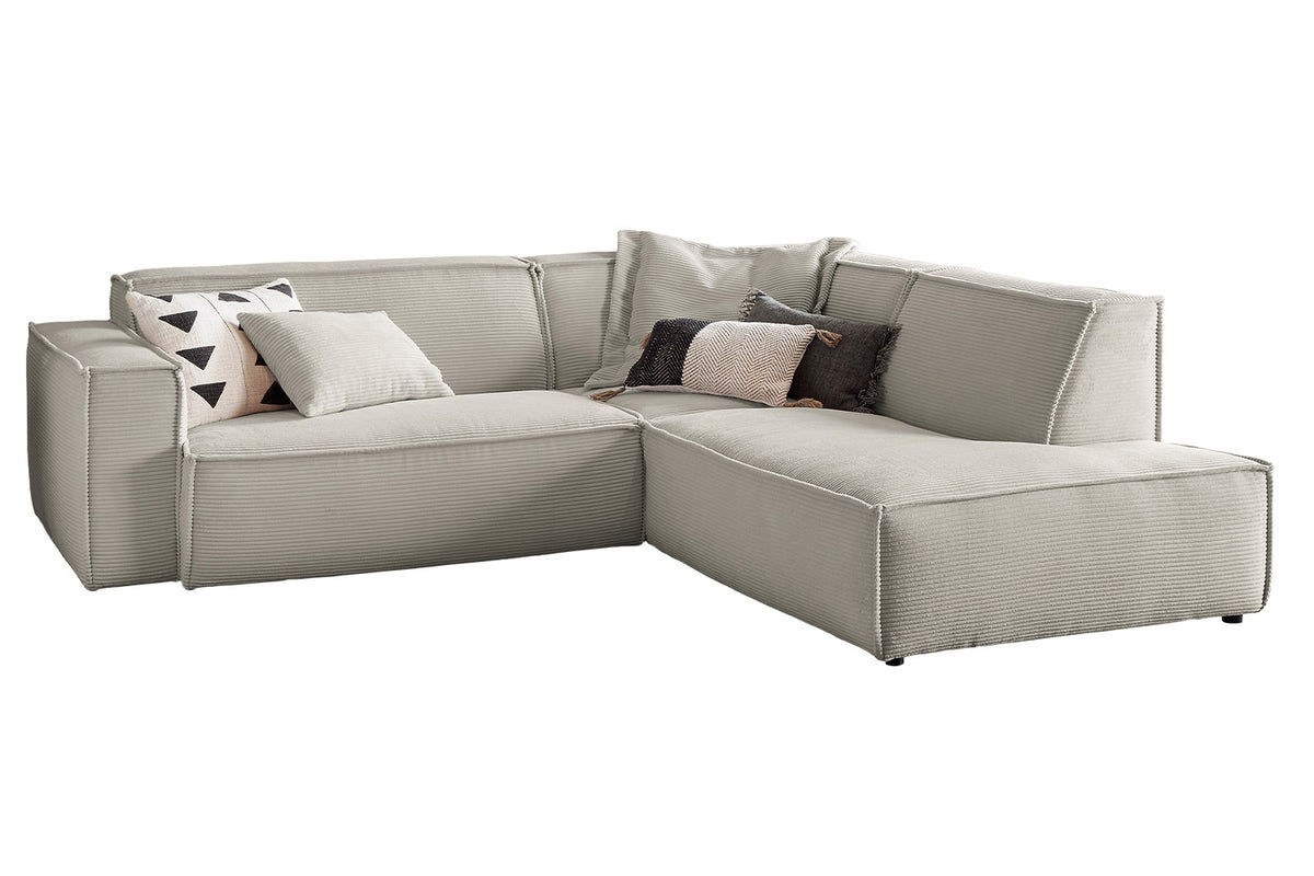 KAWOLA Sofa SAMU Ecksofa Cord steingrau