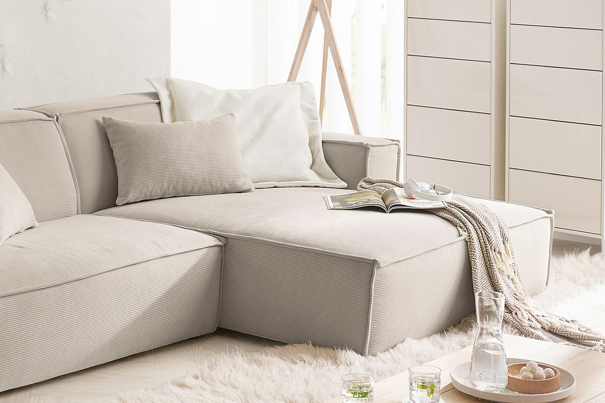 KAWOLA Sofa SAMU Ecksofa Feincord beige