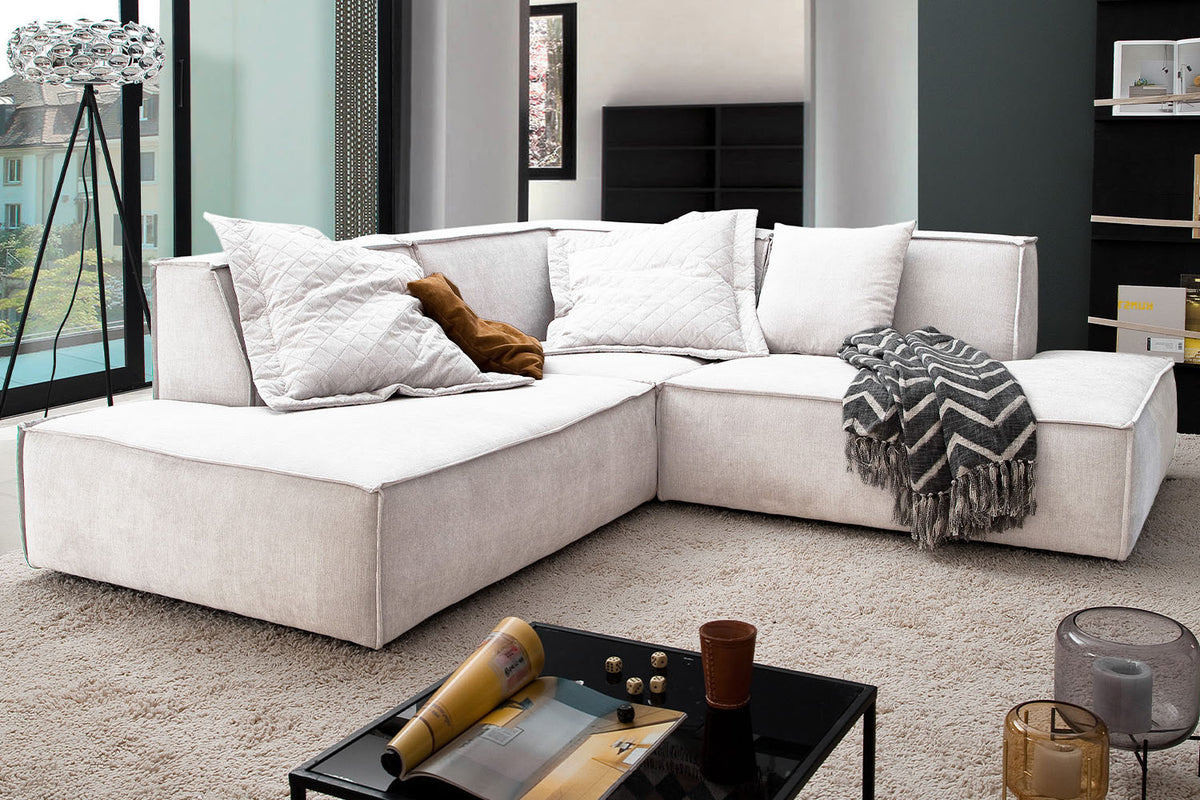 KAWOLA Sofa SAMU Ecksofa Stoff beige