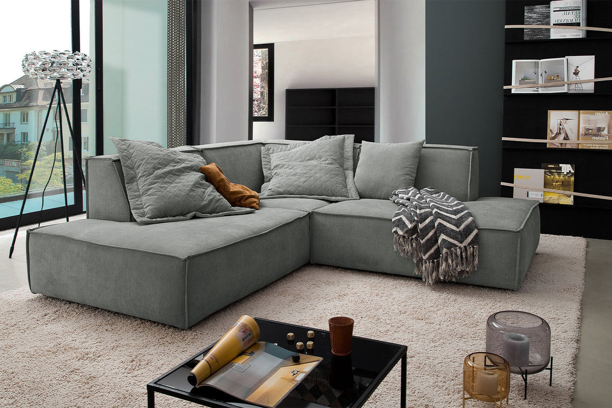 KAWOLA Sofa SAMU Ecksofa Stoff grau, Links
