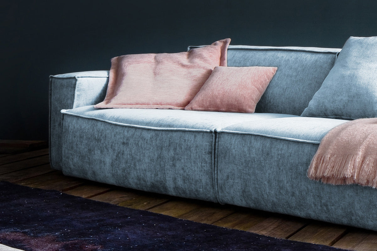 KAWOLA Sofa SAMU Riesensofa Stoff hellblau
